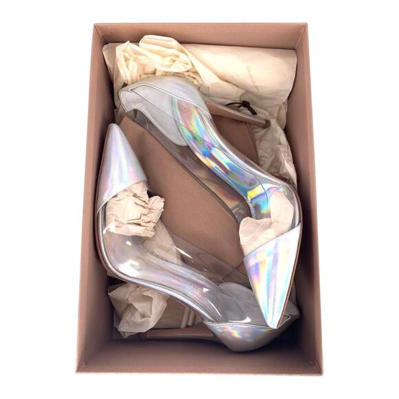 Gianvito Rossi Plexi Laser Pumps in Silver Patent